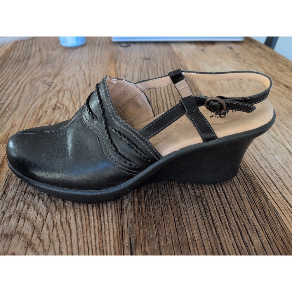 Soft Walk Womens Black Leather Mules Slingback Platform Sandals Shoes 10 - Picture 16 of 16